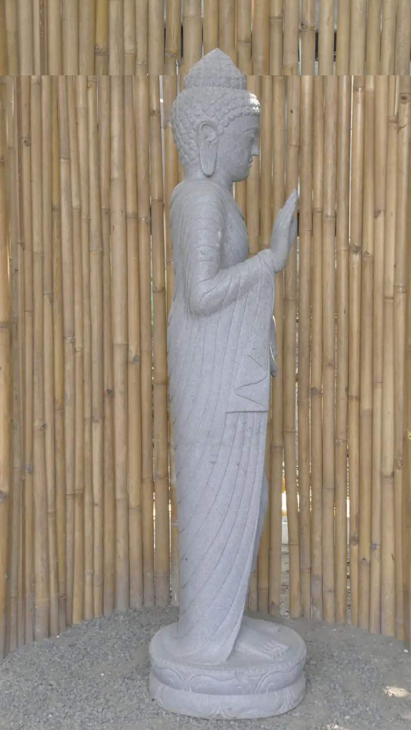  Product image 4 of the product “Standing Buddha - Abhaya mudra made of Riverstone, ca. 179 cm High ”